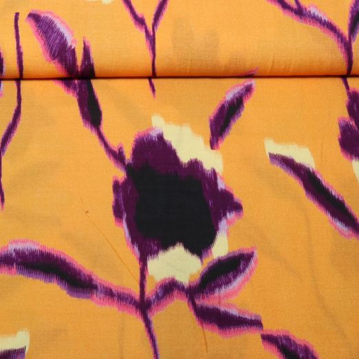 Viskose Twill - Digital Blumen Orange