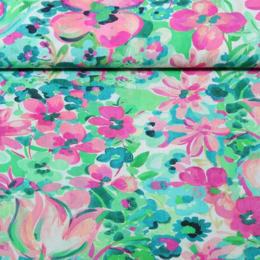 Blusen- & Kleiderstoff - Digital Blumen Crash Grün