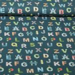 Baumwoll-Popeline - Roboter ABC Grün