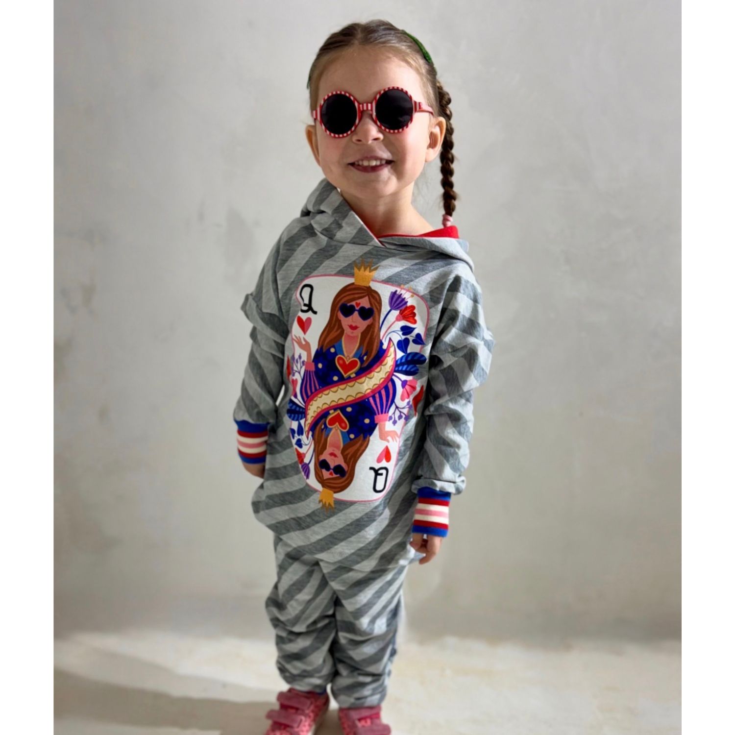 Bio Sommersweat - HHL Queen of Hearts Royal Stripes Grau-2 Bio Sommersweat - HHL Queen of Hearts Royal Stripes Grau-2