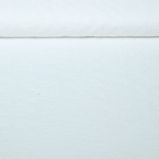 Voile de coton - Fleurs de broderie Blanc