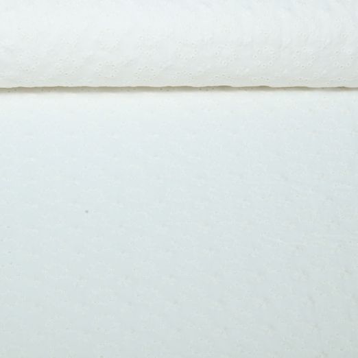 Voile de coton - Broderie cercles fleurs Ecru Voile de coton - Broderie cercles fleurs Ecru