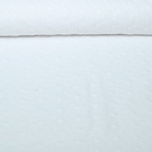 Baumwoll-Voile - Embroidery Kreise Blumen Weiß Baumwoll-Voile - Embroidery Kreise Blumen Weiß