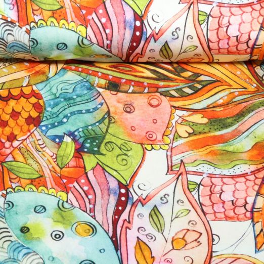 Viskosejersey - Digitaldruck Bunte Blätter Multicolor