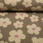 Teddyfleece - Blumen Grün Taupe