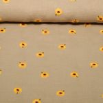 Musselin - Stickerei Sonnenblumen Braun