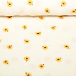 Musselin - Stickerei Sonnenblumen Natural Musselin - Stickerei Sonnenblumen Natural