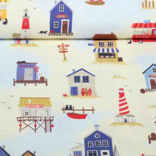 Toile canevas - Maisons de plage jaune vanille