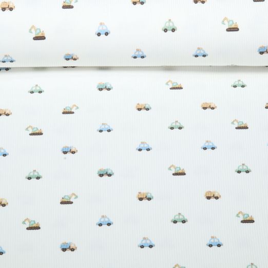 Jersey côtelé - Véhicules de chantier Blanc Jersey côtelé - Véhicules de chantier Blanc