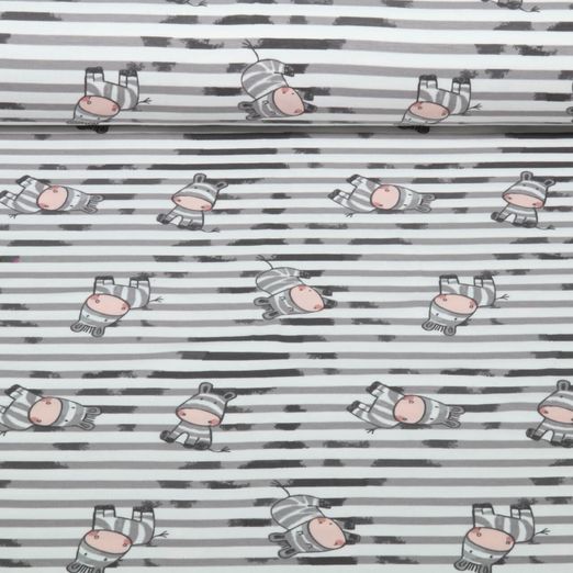 Jersey - Rayures zèbres Gris Ecru