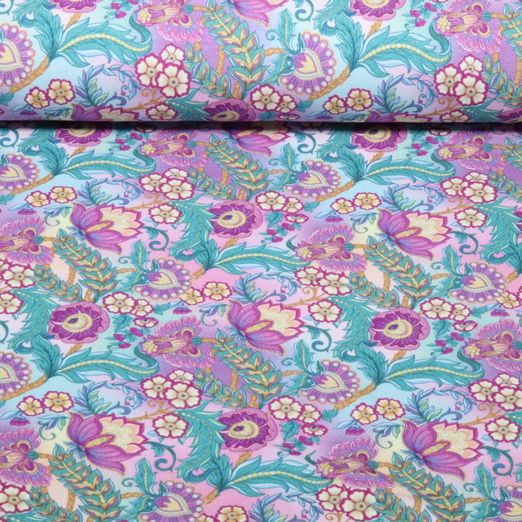 Jersey - Digital Phantasieblumen Lila