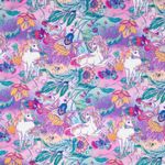 Maglia - Fantasia digitale di fiori e unicorni viola