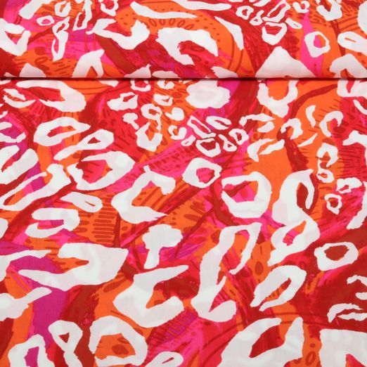 Viscose Popeline - Leo Abstrakt Rot