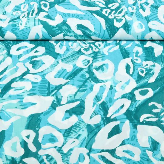 Viscose Popeline - Leo Abstrakt Türkis