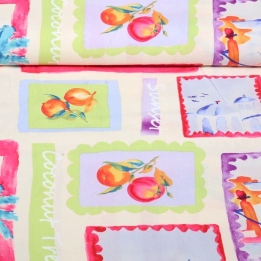 Viscose Popeline - Patchwork Ferien Multicolor