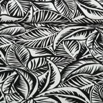 Viscose - Rayon Slub Stretch Feuilles Noir Blanc