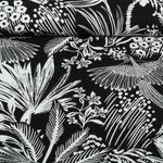 Viscose - Rayon Slub Stretch Mélange de feuilles Noir Blanc