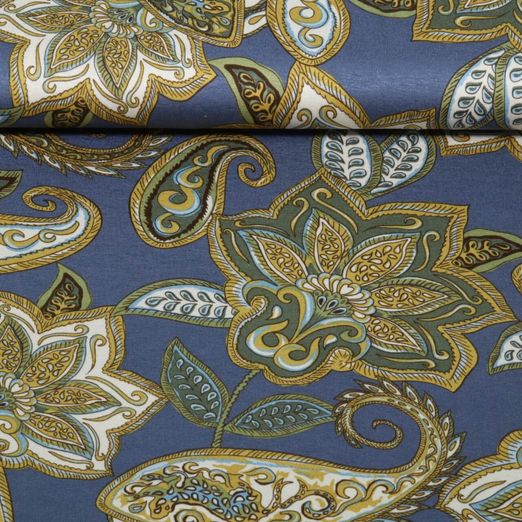 Viskosejersey - Paisley Jeansblau