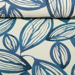Gobelin Jacquard - Grandes feuilles Ecru Bleu