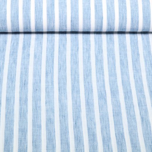 Blusen- & Kleiderstoff - Leinenoptik Streifen Melange Hellblau