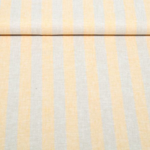 Lin de coton - Rayures Beige Saumon Teint dans la masse