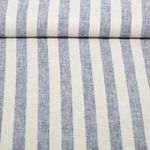 Lin - Rayures Beige Bleu marine Teint dans la masse