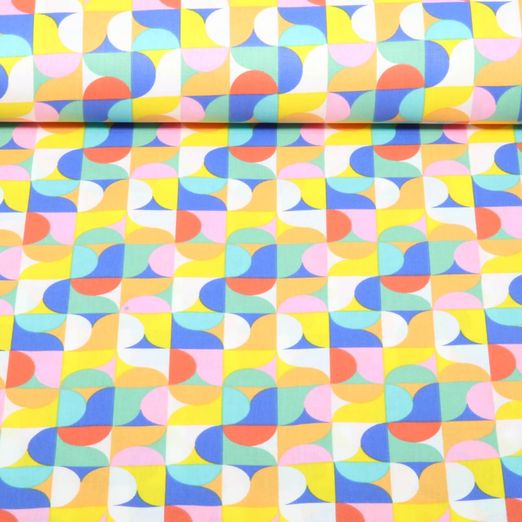 Coton tissé Retro Jaune Multicolore