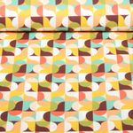 Coton tissé Retro Geo Terracotta Multicolore