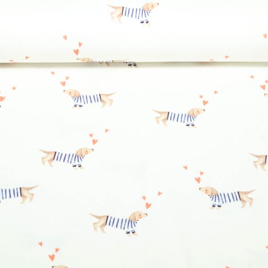 Jersey Little Jax - Impression numérique Teckel Ecru