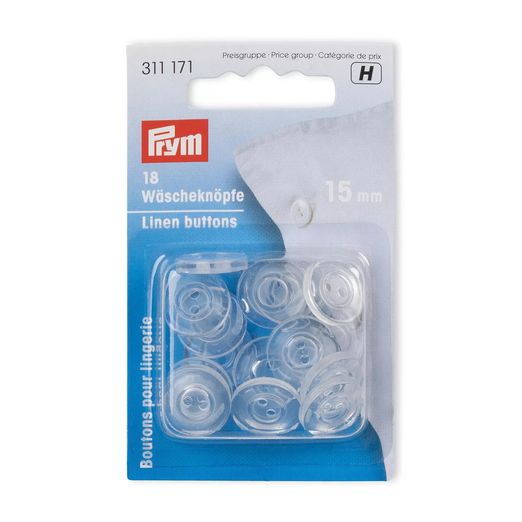 PRYM Wäscheknöpfe - transparent - 15mm - 18 Stück