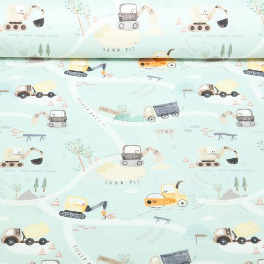 Jersey Little Jax - Impression numérique sur le chantier Vert menthe Jersey Little Jax - Impression numérique sur le chantier Vert menthe