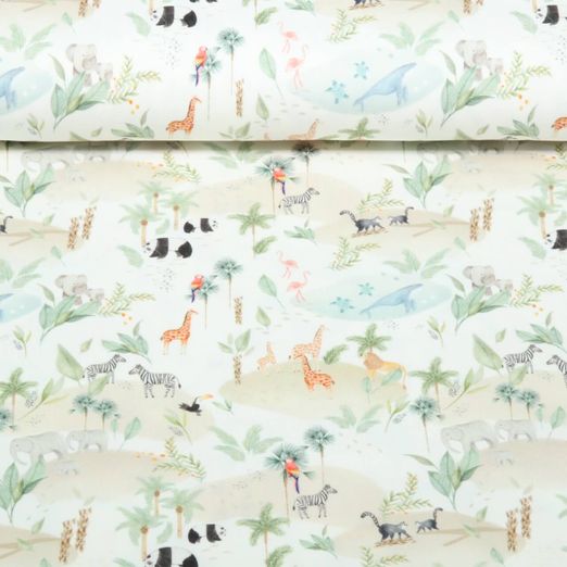 Jersey Little Jax - Impression numérique Animaux sauvages Ecru Jersey Little Jax - Impression numérique Animaux sauvages Ecru