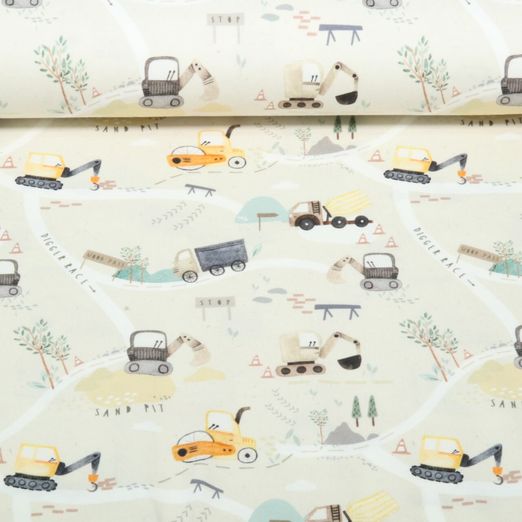 Jersey Little Jax - Impression numérique Sur le chantier Beige