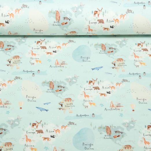 Jersey Little Jax - Impression numérique Animaux Vert menthe