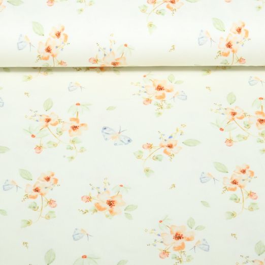 Jersey Little Jax - Impression numérique fleurs et papillons beige clair