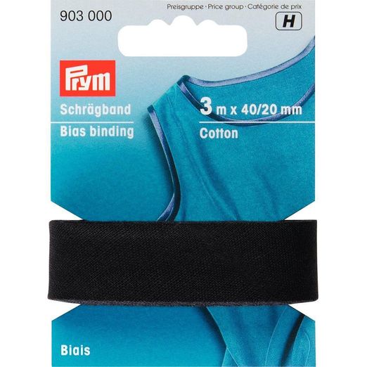 PRYM Schrägband schwarz - 40/20mm - 3m Länge