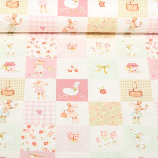 Jersey Little Jax - Petite souris patchwork numérique Rose