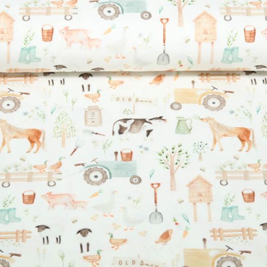 Jersey Little Jax - Impression numérique Vaches Et Chevaux Ecru Jersey Little Jax - Impression numérique Vaches Et Chevaux Ecru