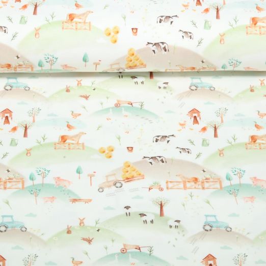 Jersey Little Jax - Impression numérique à la ferme Ecru