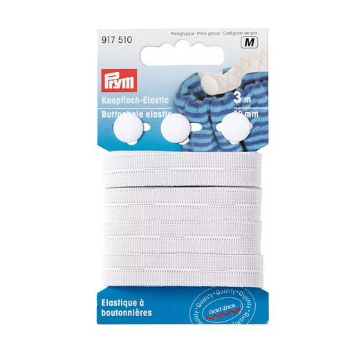 PRYM Knopfloch-Elastic mit 3 Knöpfen - 12mm - 3m Länge