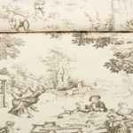 Toile canevas - vie de village Toile-de-Jouy Beige Marron
