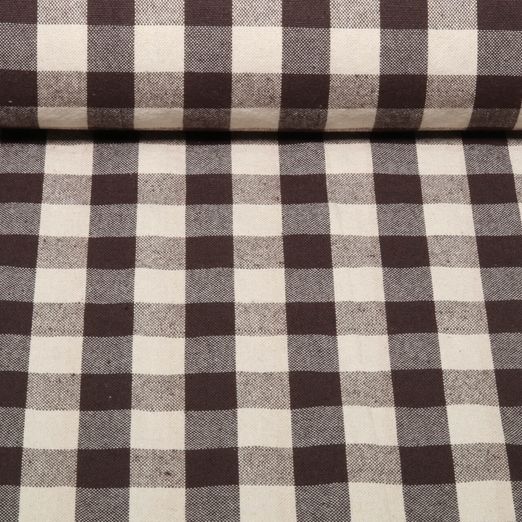 Baumwolle Webware - Küchentuch Karo Beige Kaffeebraun