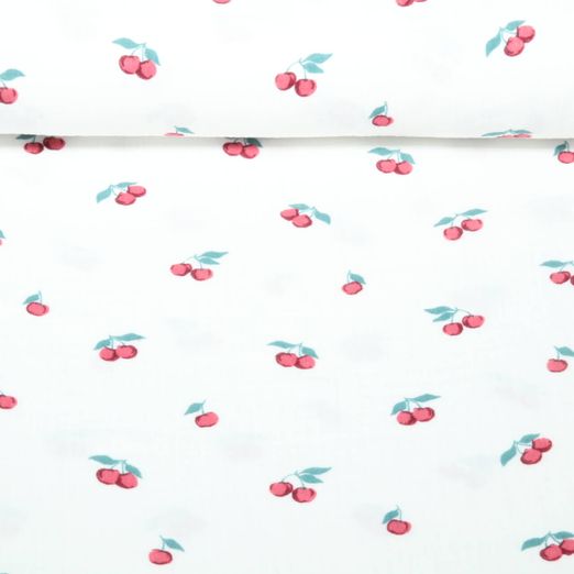 Bio Musselin - Kirschen Ecru