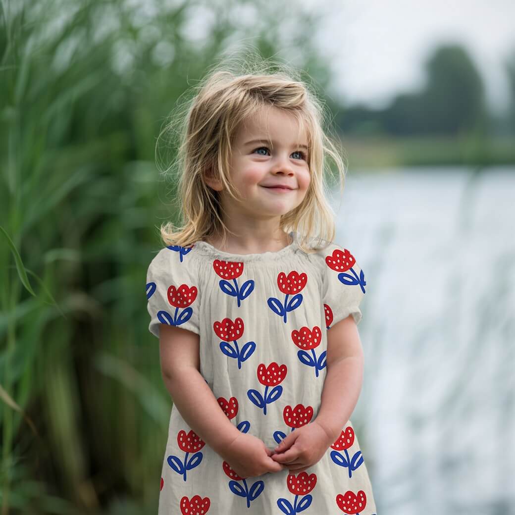 Bio Baumwoll-Popeline Natural - Tulpen Natur-1 Bio Baumwoll-Popeline Natural - Tulpen Natur-1