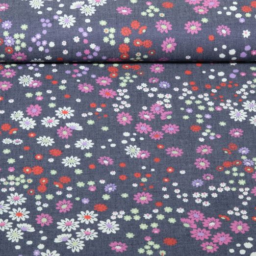 Blusenjeans - Blüten Navy