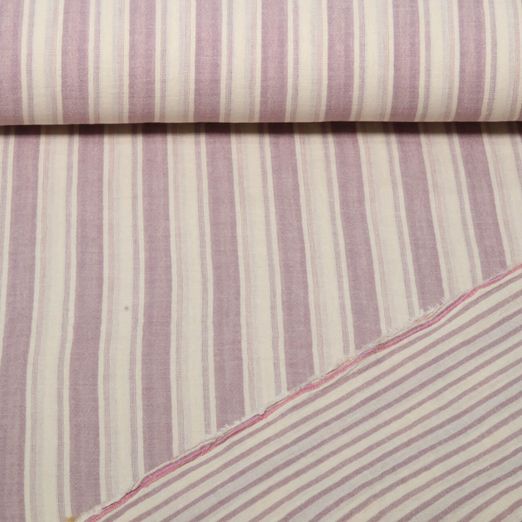 Gaze de coton - Doubleface rayures Rose