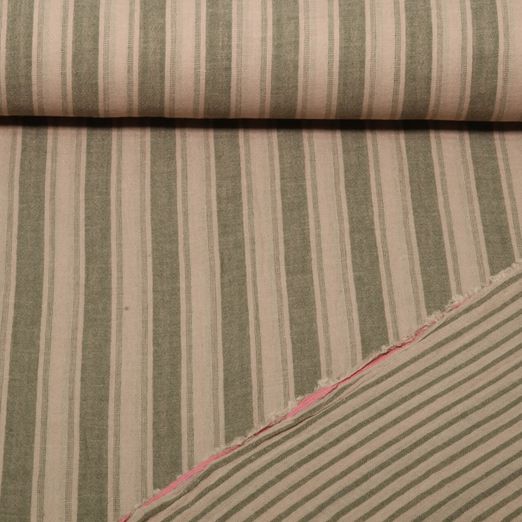 Mousseline de coton - rayures double face Vert Mousseline de coton - rayures double face Vert