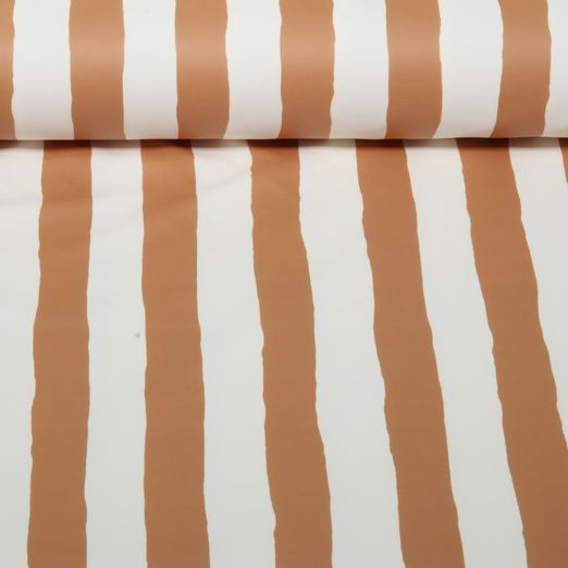 Regenjackenstoff - Streifen Weiß Hellbraun