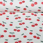 Regenjackenstoff - Kirschen Weiß Regenjackenstoff - Kirschen Weiß