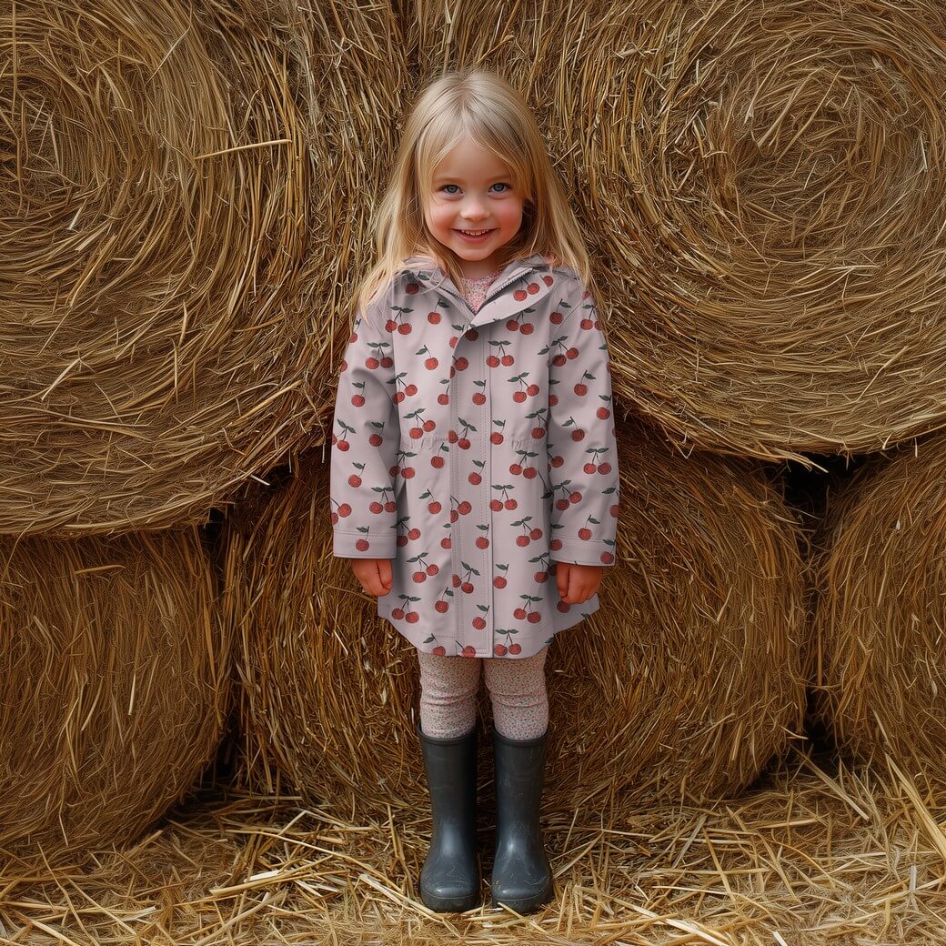 Regenjackenstoff - Kirschen Rosa-2 Regenjackenstoff - Kirschen Rosa-2